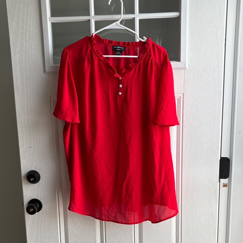 Liz Claiborne Scarlet Ruffled Blouse